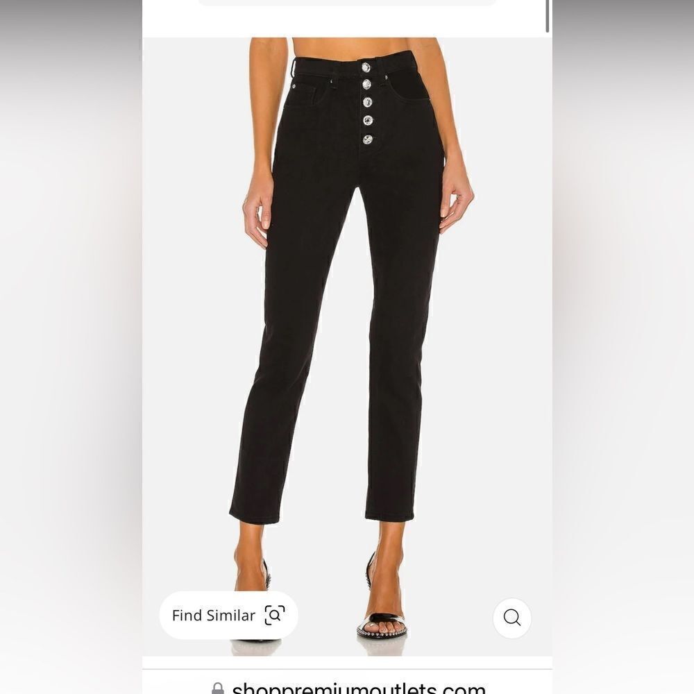 We Wore What The Danielle Rigid Jean in Black with Crystal Buttons Size 27 NWT